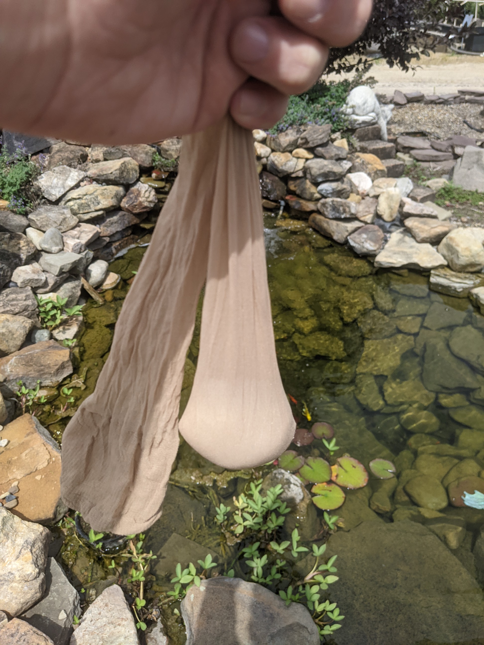 Pond Salt Treatment using pantyhose