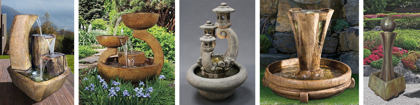 Statuary fountains; self-contained fountains; outdoor fountain; yard fountains; concrete fountains